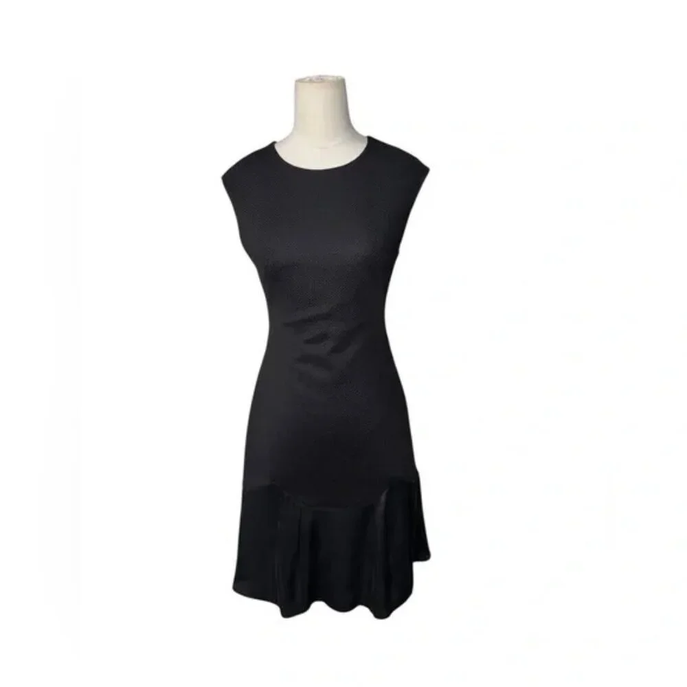 Rebecca Taylor Women's Black Stacy Fit-&-Flare Flounce Dress Sz 2 - Picture 2 of 8